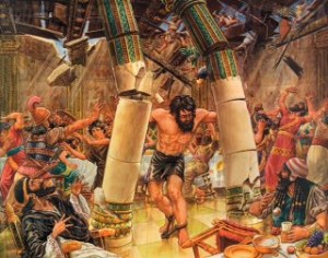 The strong giant, Samson. Macmillan poster.  Original poster for sale for £50 including VAT and postage within the UK. Image not available for licensing.